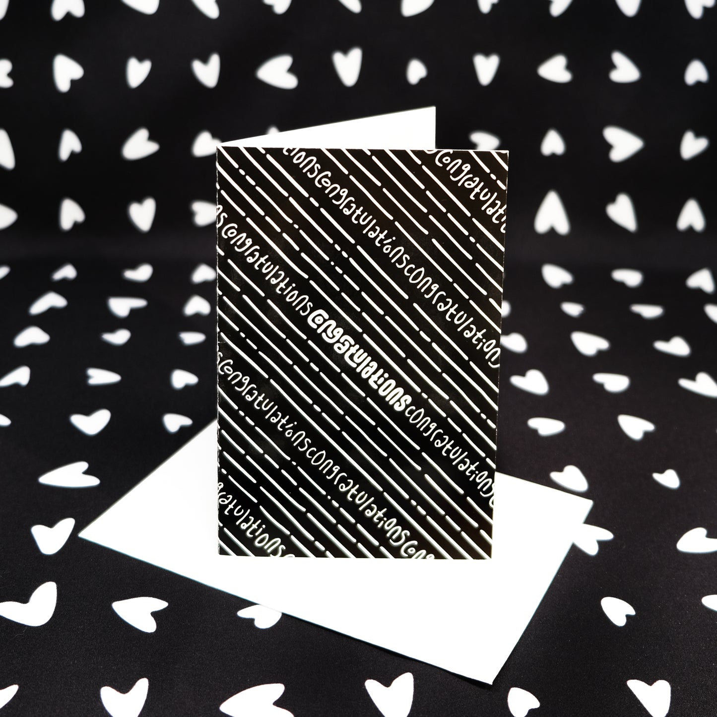 Congratulations Greeting card: Falling Glitter in Black & White with Color-Me-In Inside