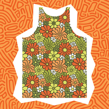 LOVE Groovy Flowers Unisex Tank in Retro