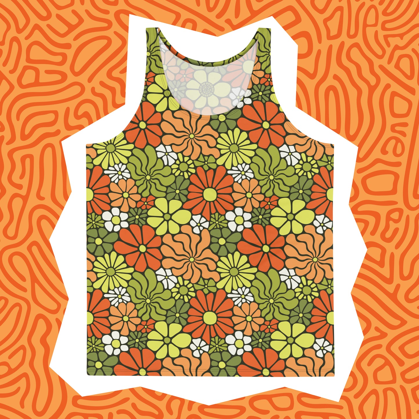 LOVE Groovy Flowers Unisex Tank in Retro