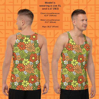 LOVE Groovy Flowers Unisex Tank in Retro