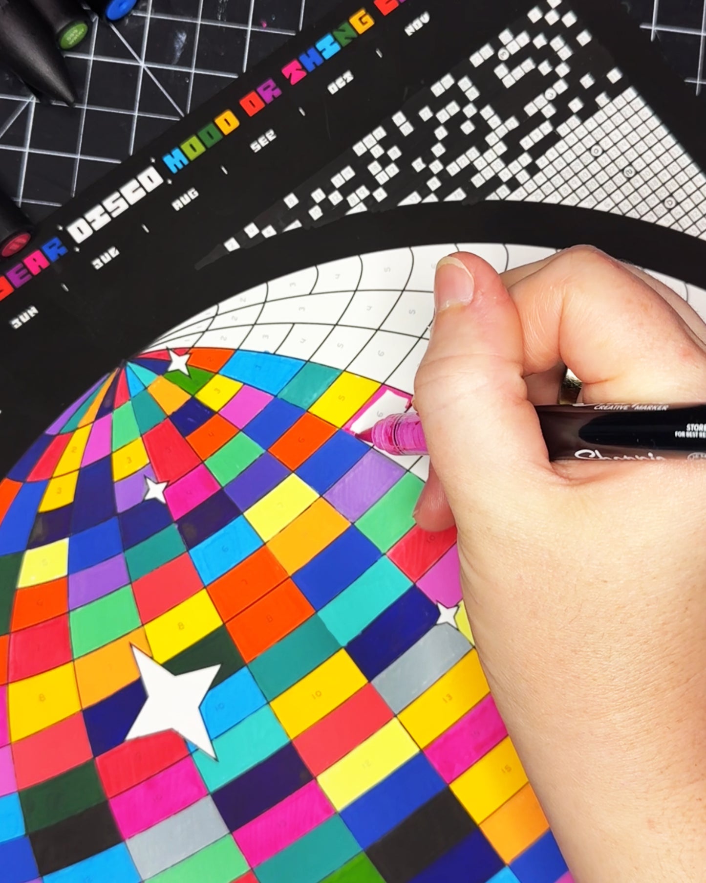 Disco Ball One Year Mood & Activity Calendar: Customizable Art Print with Daily Tracker Stars
