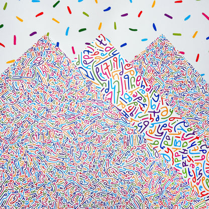 Happy Birthday Letter Pattern Wrapping Paper in Rainbow