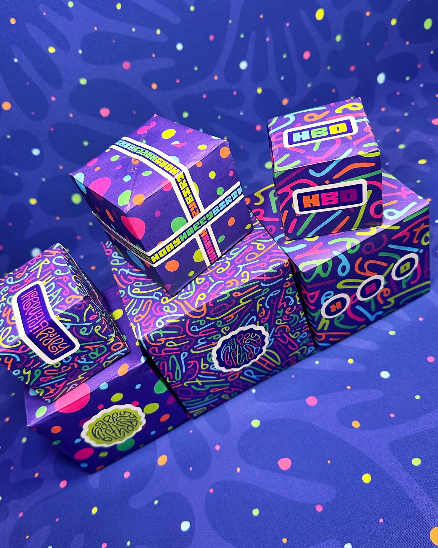 Happy Birthday Letter Pattern Wrapping Paper in Disco