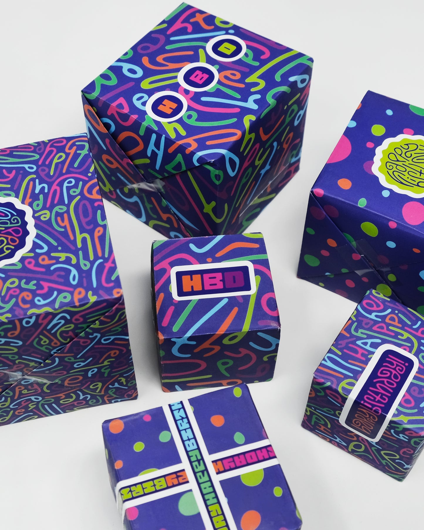 Happy Birthday Letter Pattern Wrapping Paper in Disco