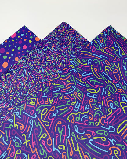 Happy Birthday Letter Pattern Wrapping Paper in Disco