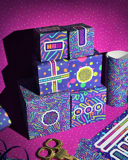 Happy Birthday Letter Pattern Wrapping Paper in Disco