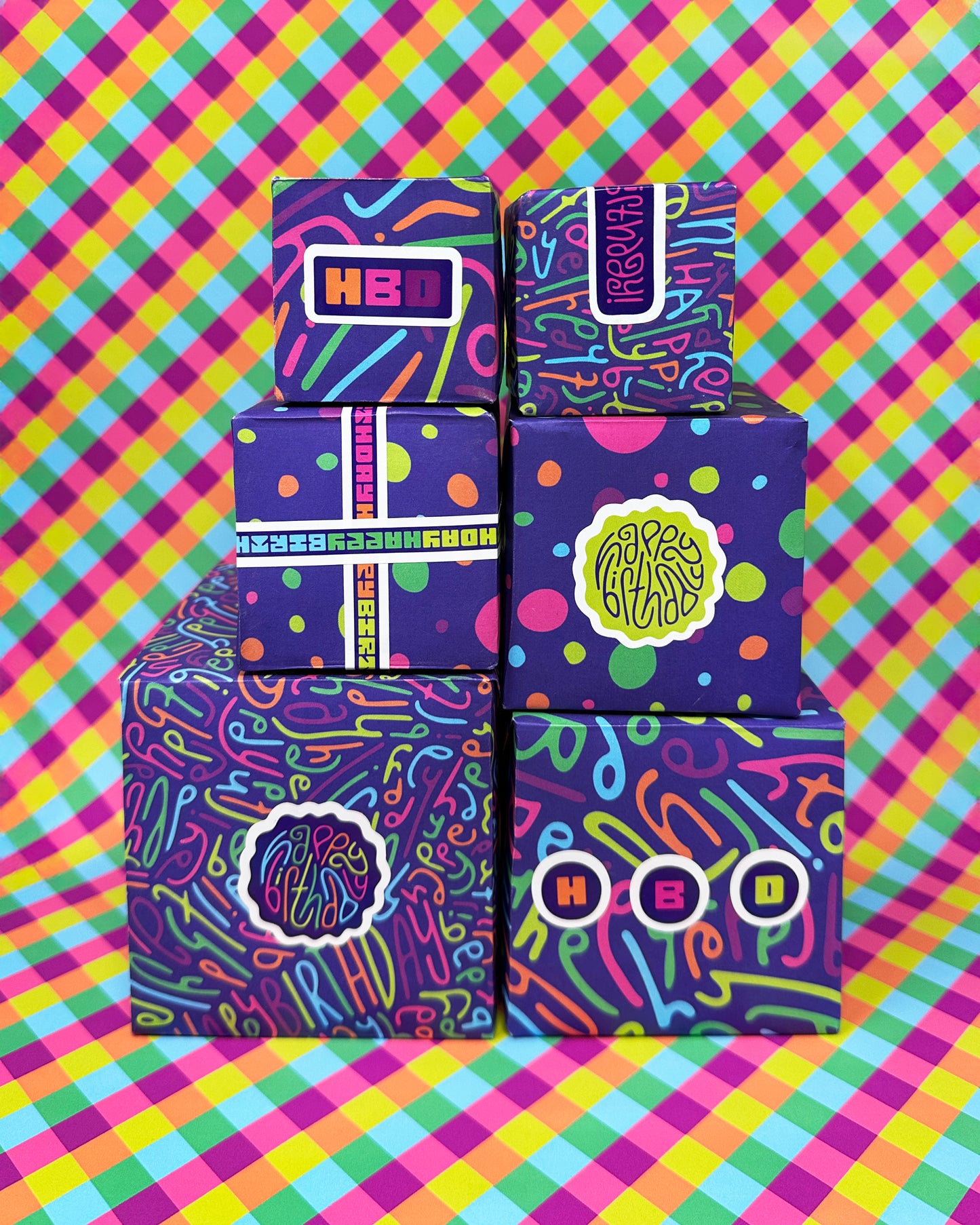 Happy Birthday Letter Pattern Wrapping Paper in Disco