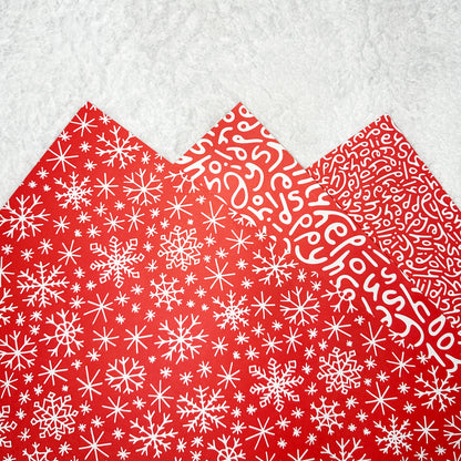 Happy Holidays Wrapping Paper: Multi-Pattern Set in Red