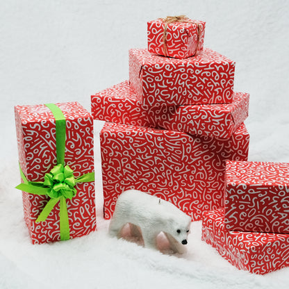 Happy Holidays Letter Pattern Wrapping Paper: Red Letters x3