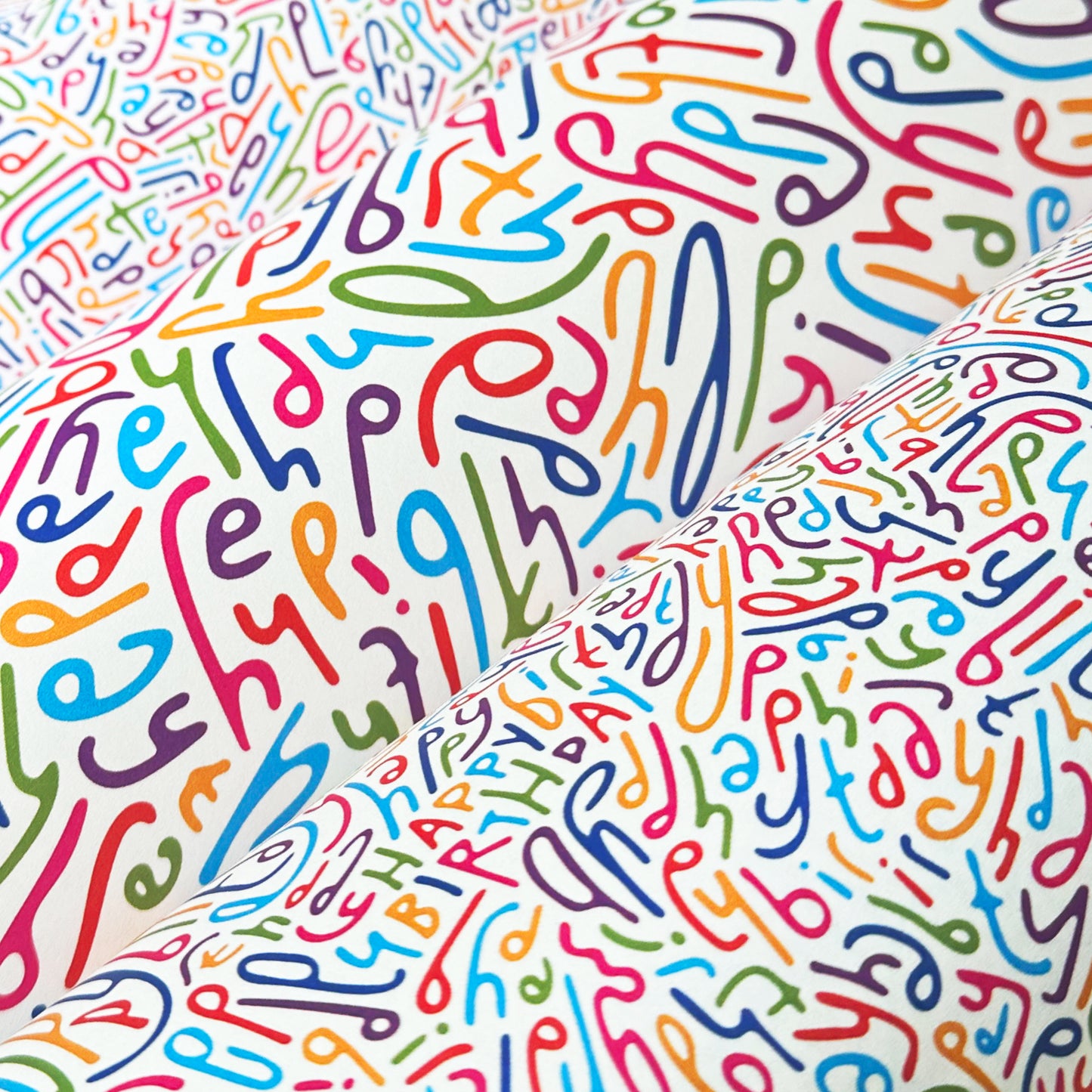 Happy Birthday Letter Pattern Wrapping Paper in Rainbow