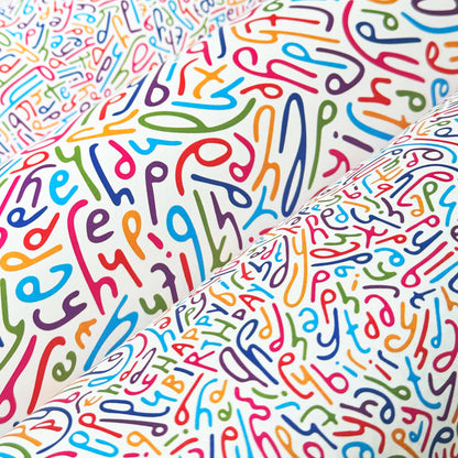 Happy Birthday Letter Pattern Wrapping Paper in Rainbow