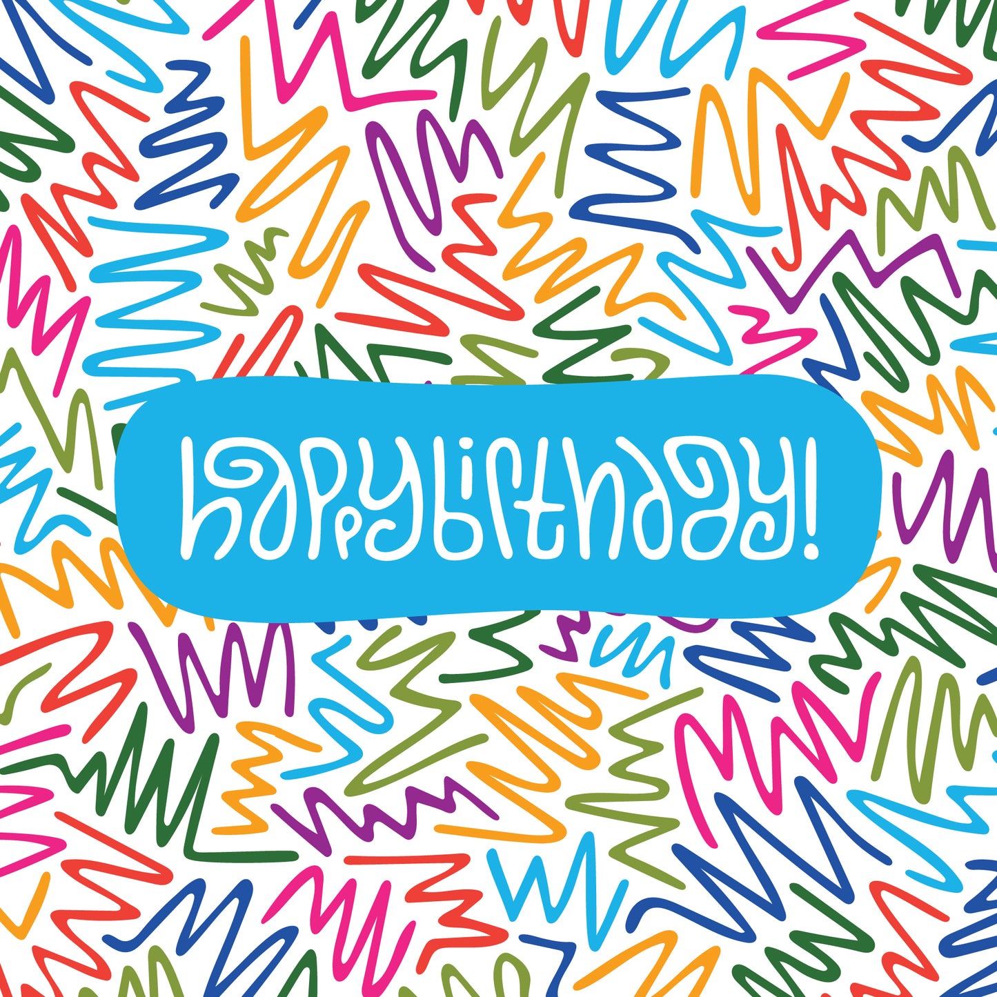 Happy Birthday Greeting Card: Zig Zag in Rainbow with Color-Me-In Inside