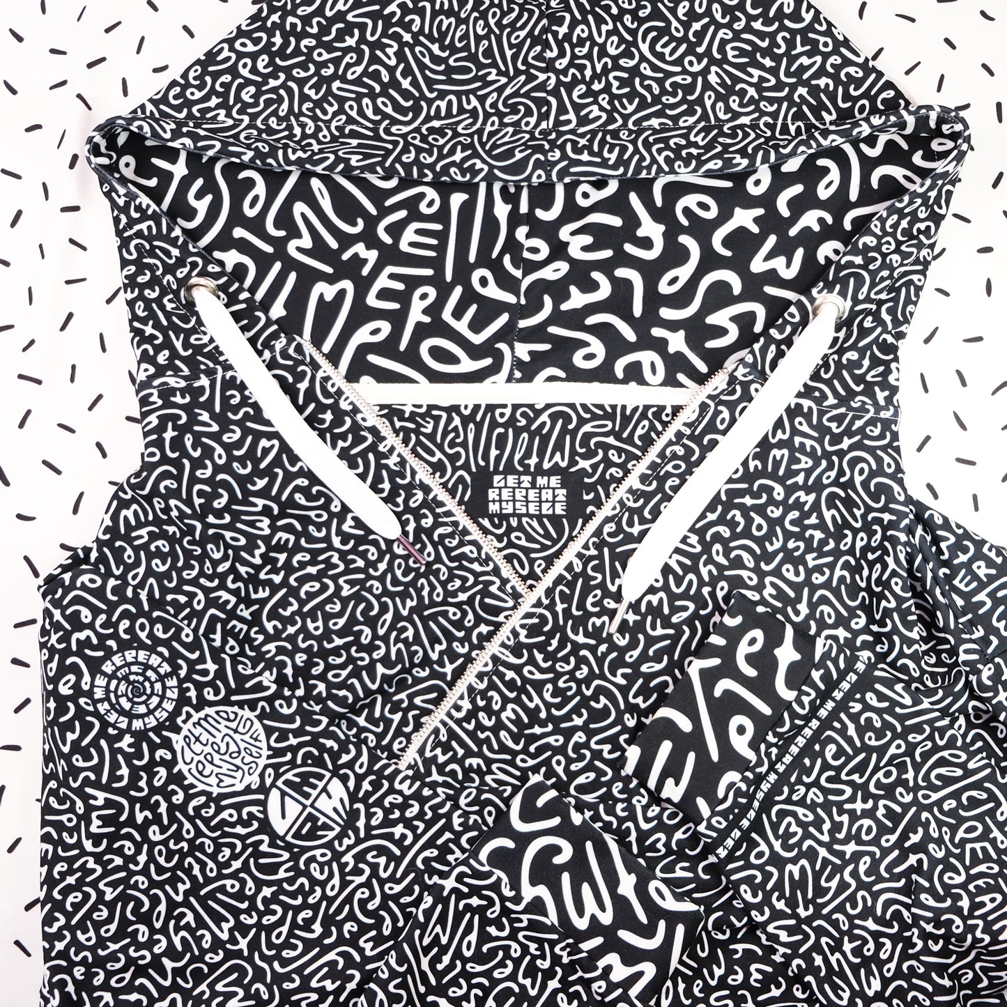 LMRM Letter Pattern B&W Recycled Zip Hoodie Jacket