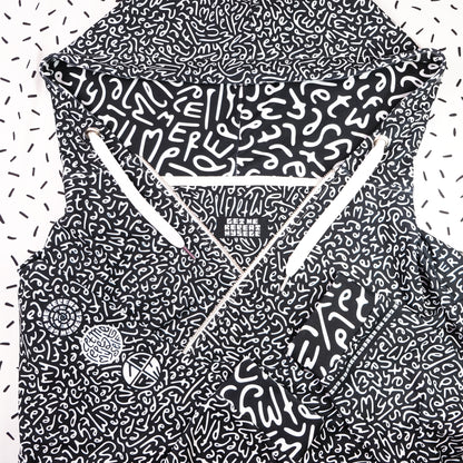 LMRM Letter Pattern B&W Recycled Zip Hoodie Jacket