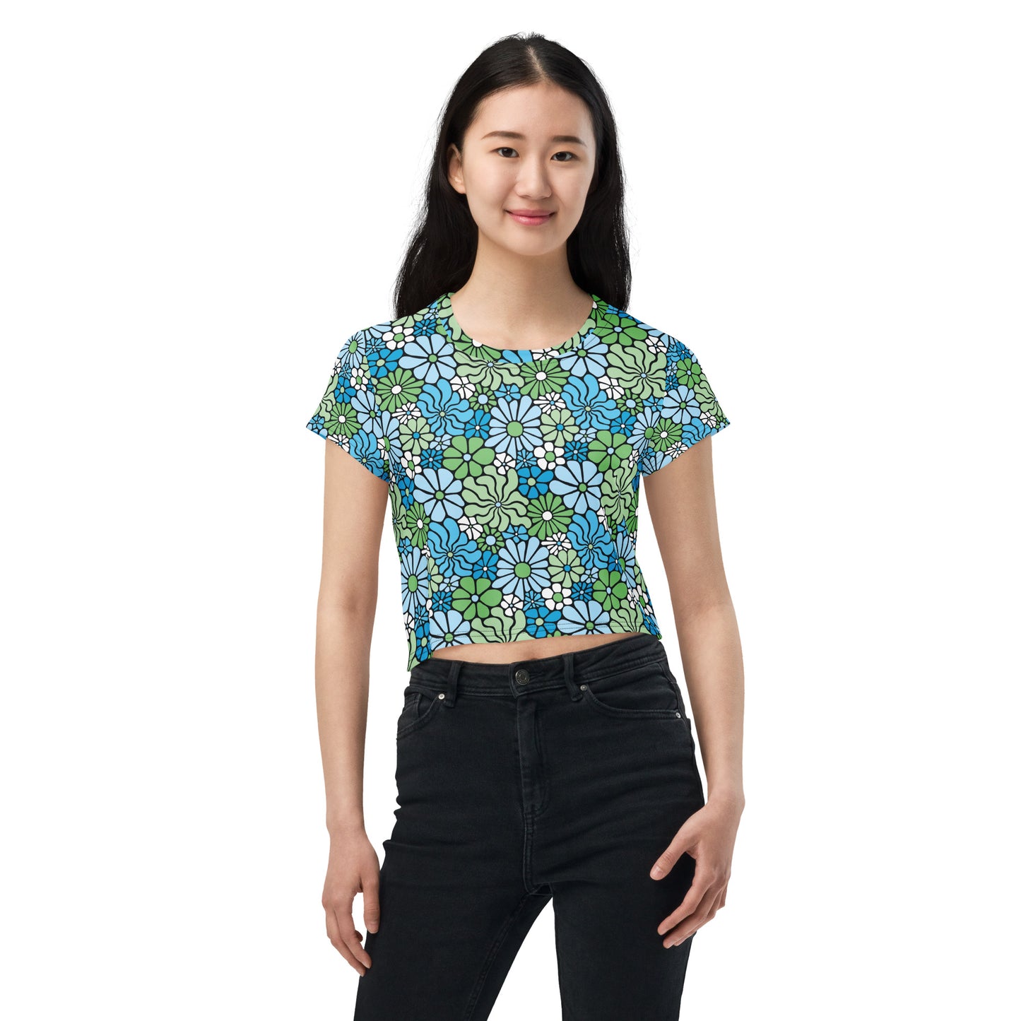 LOVE Groovy Flowers Crop Tee in Earth