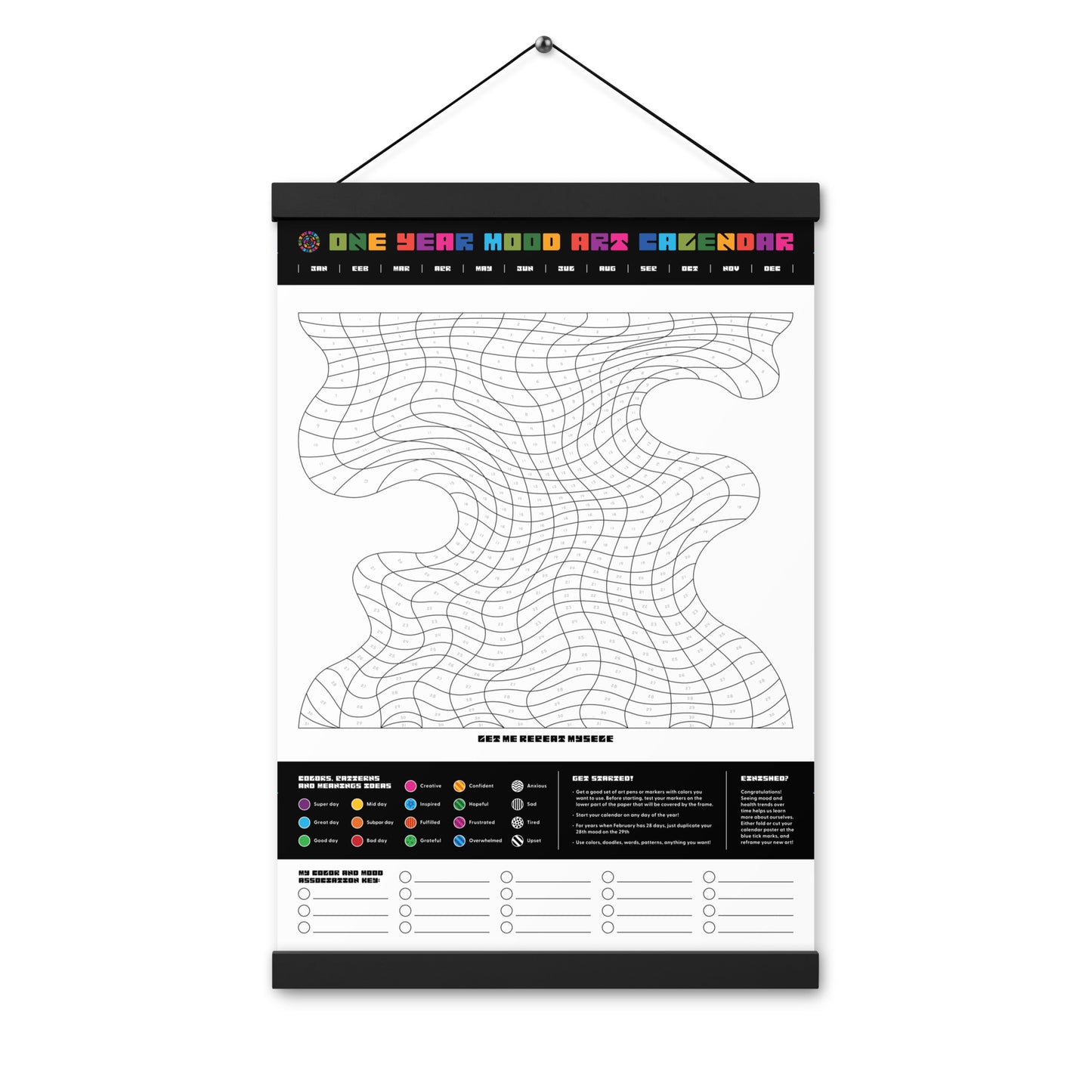 Mood Calendar Color-Me-In Hanging Art Print