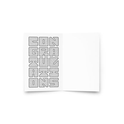 Congratulations Greeting Card: Letter Pattern in Black & White with Color-Me-In Inside