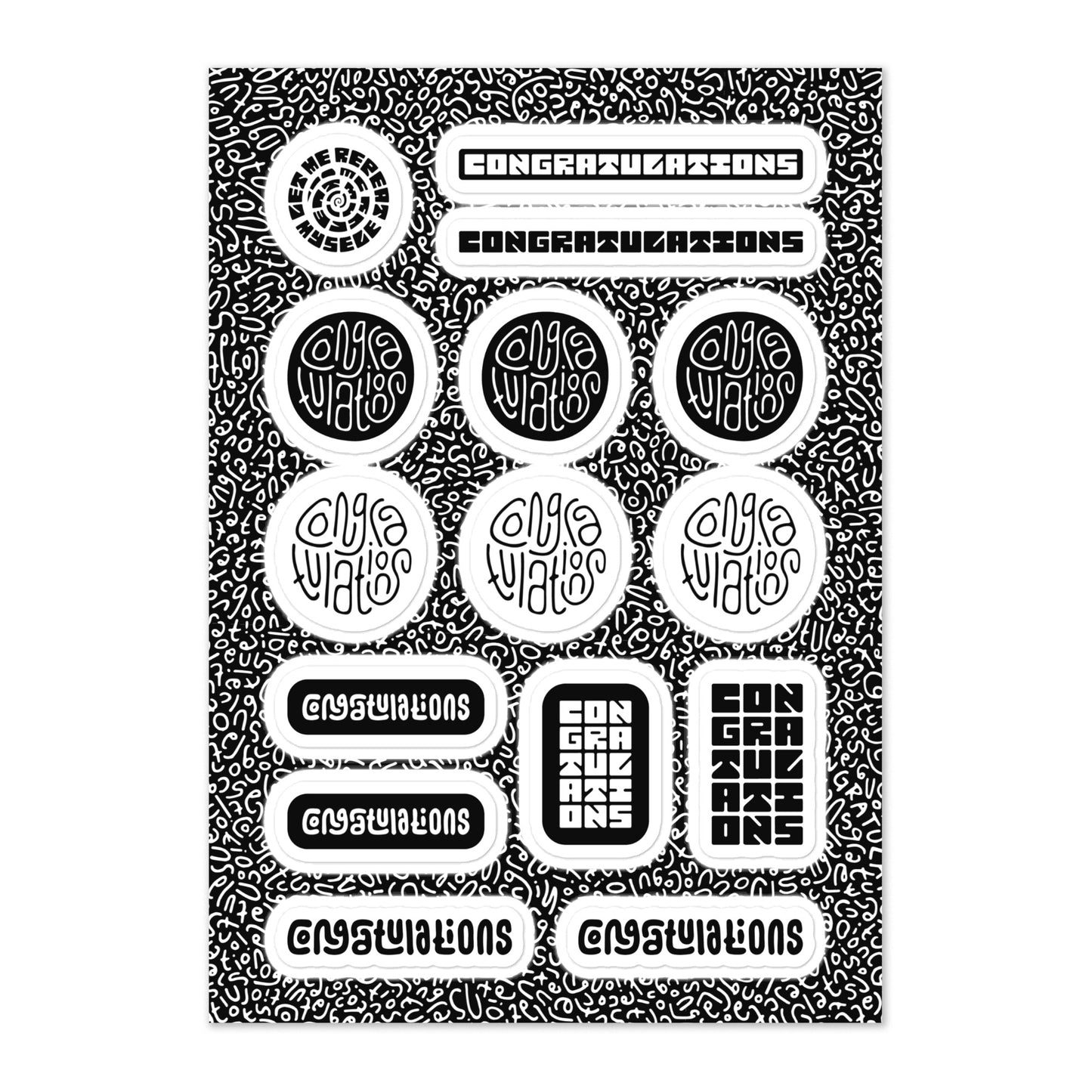 Congratulations Gift Stickers in Black & White