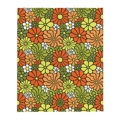 LOVE Groovy Flowers in Retro Ultra-Soft Throw Blanket