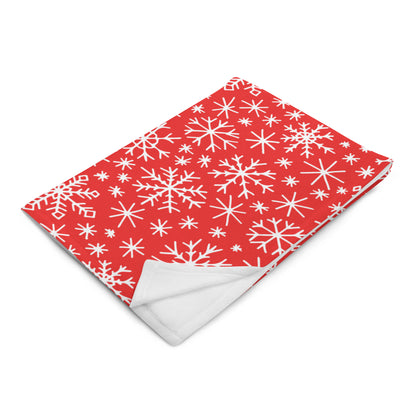 Holiday Ultra-Soft Throw Blanket: Snow in Red