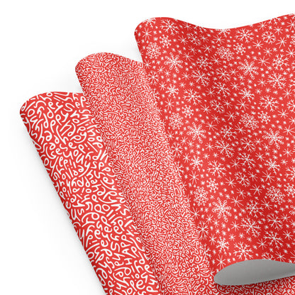 Happy Holidays Wrapping Paper: Multi-Pattern Set in Red