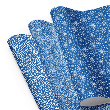 Happy Holidays Wrapping Paper: Multi-Pattern Set in Blue